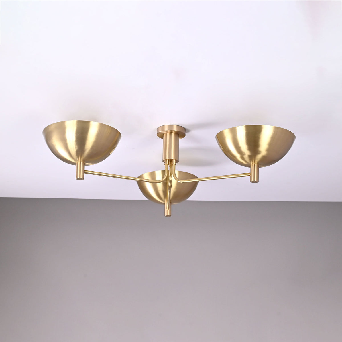 Oslo Discus  - Flush Mount Uplifting Brass Chandelier - 3 Lights - 32333