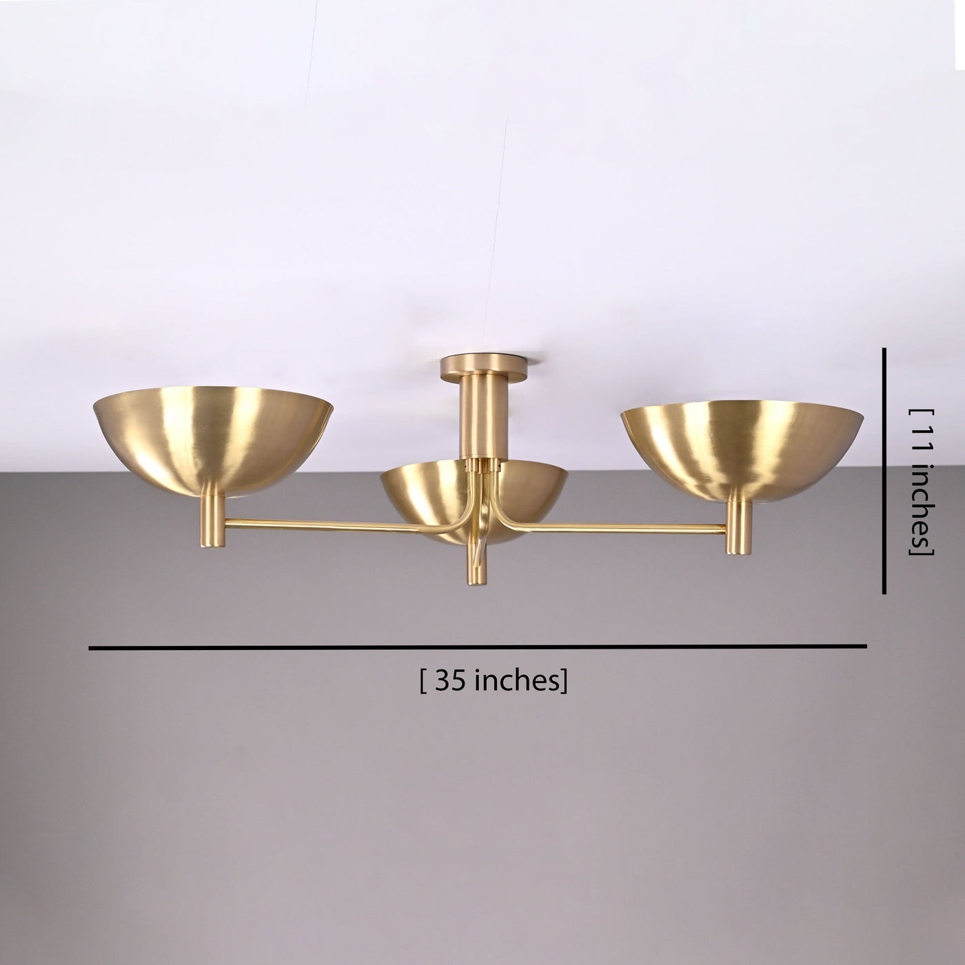 Oslo Discus  - Flush Mount Uplifting Brass Chandelier - 3 Lights - 32333