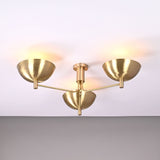 Oslo Discus  - Flush Mount Uplifting Brass Chandelier - 3 Lights - 32333