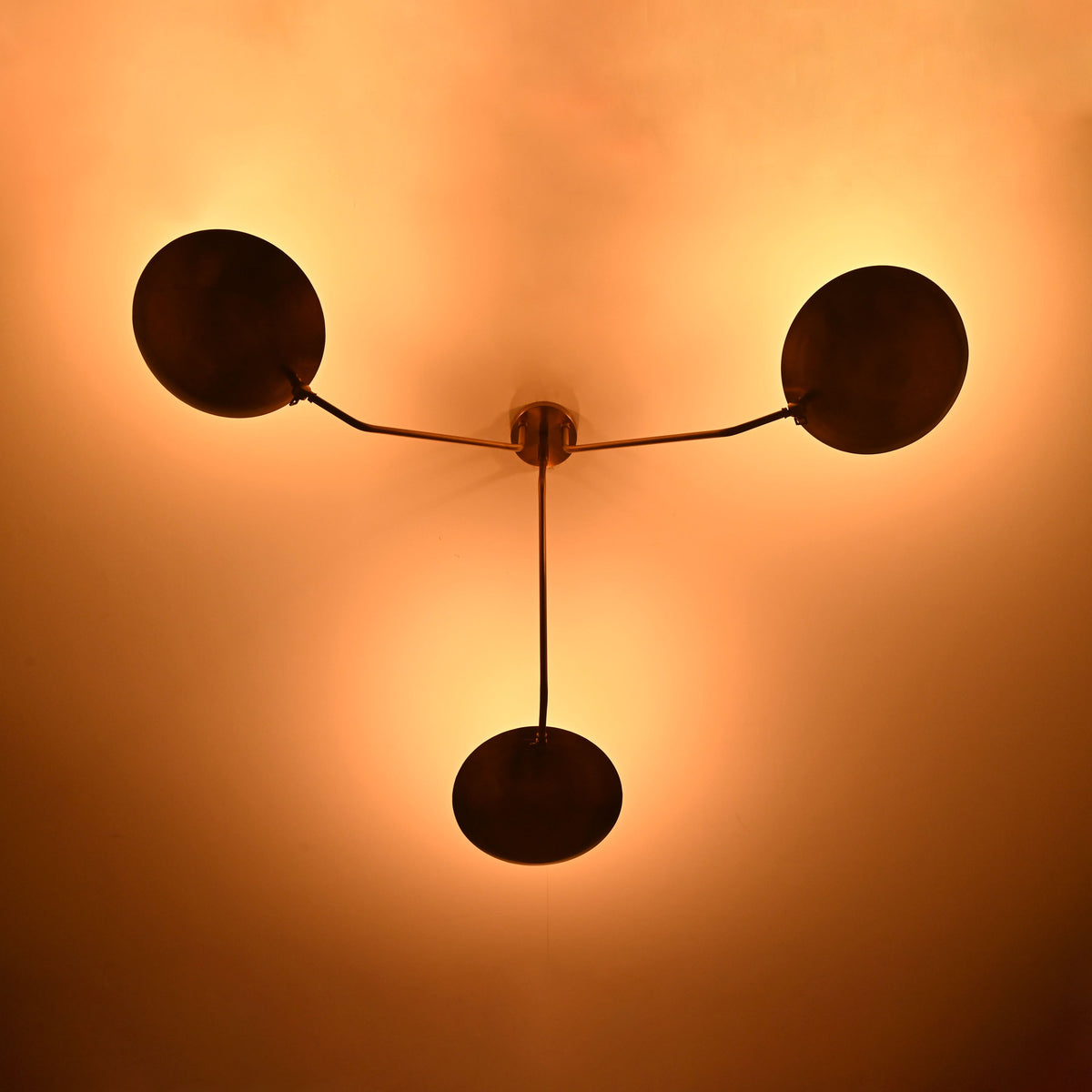 Prague Discus  - Flush Mount Uplifting Mid-century Chandelier - 3 Lights - 32334