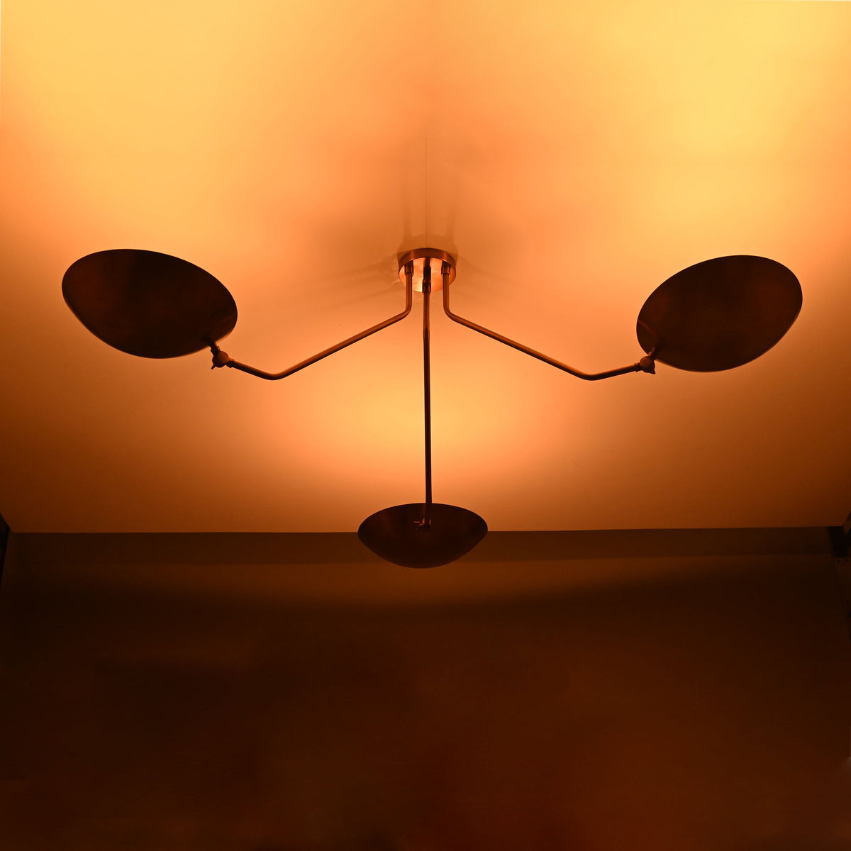Prague Discus  - Flush Mount Uplifting Mid-century Chandelier - 3 Lights - 32334