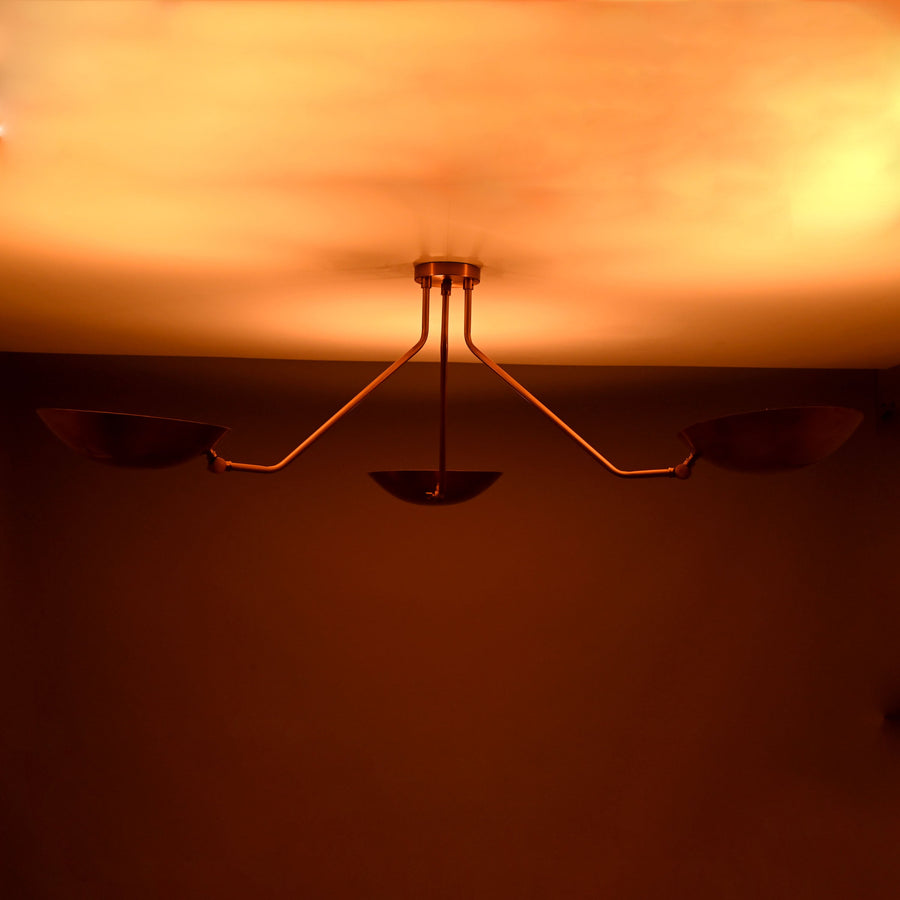 Prague Discus  - Flush Mount Uplifting Mid-century Chandelier - 3 Lights - 32334