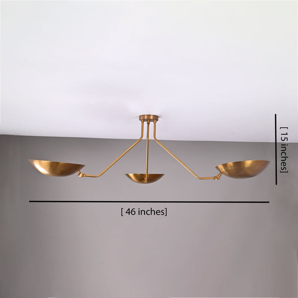 Prague Discus  - Flush Mount Uplifting Mid-century Chandelier - 3 Lights - 32334