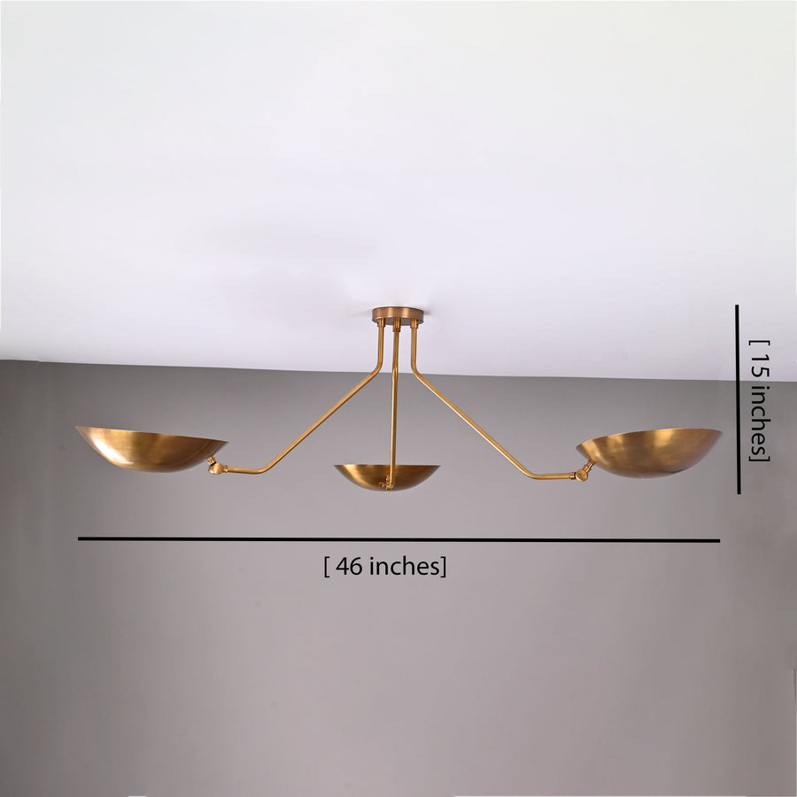 Prague Discus  - Flush Mount Uplifting Mid-century Chandelier - 3 Lights - 32334