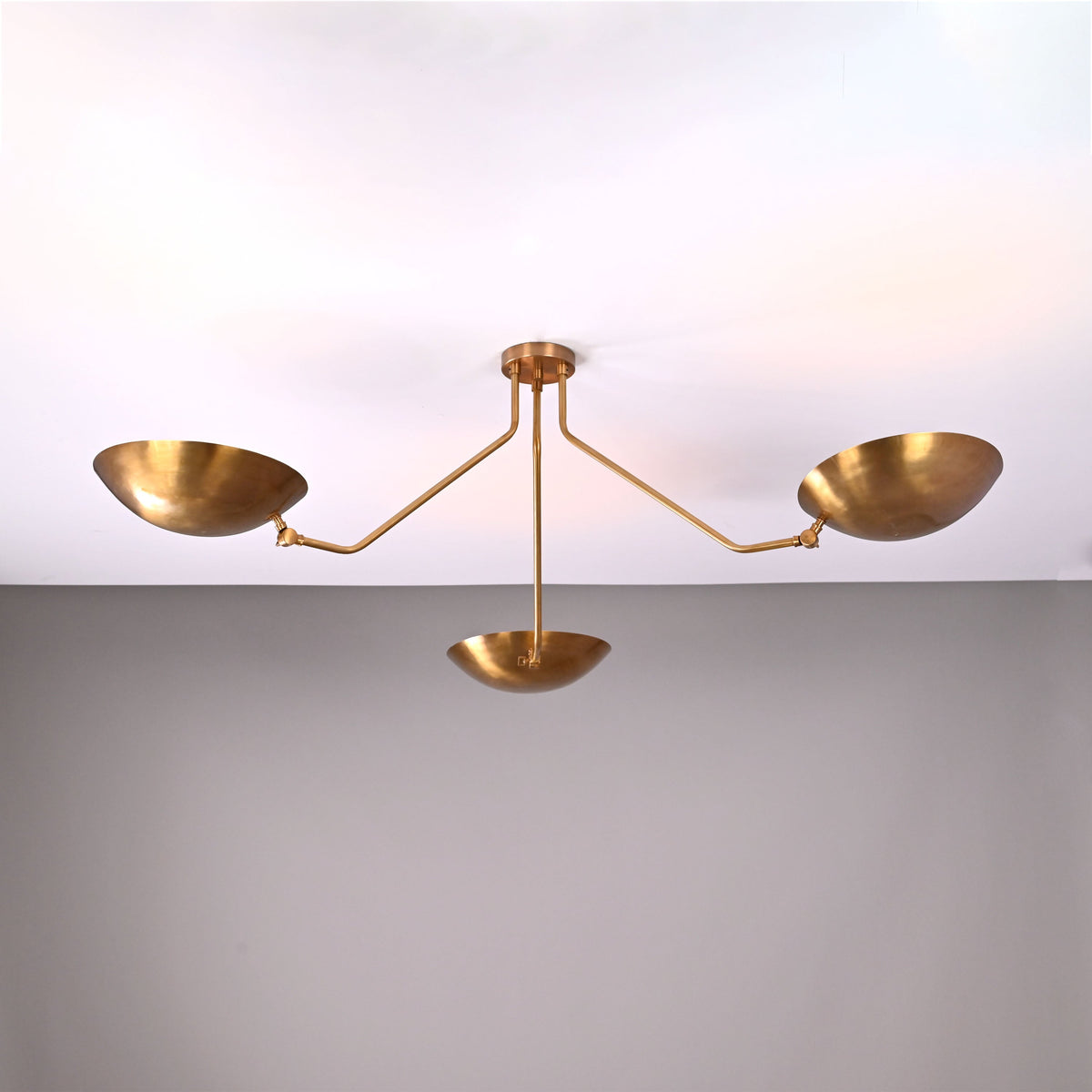 Prague Discus  - Flush Mount Uplifting Mid-century Chandelier - 3 Lights - 32334