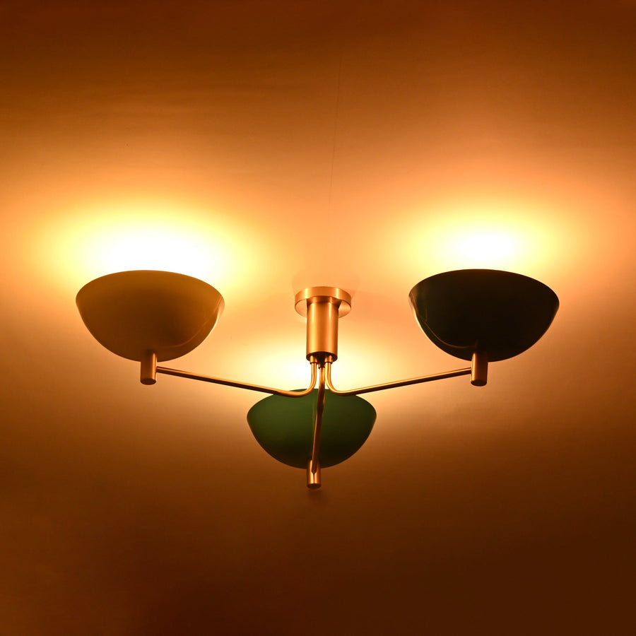 Kyoto Discus  - Flush Mount Uplifting Pendant Chandelier - 3 Lights - 32339