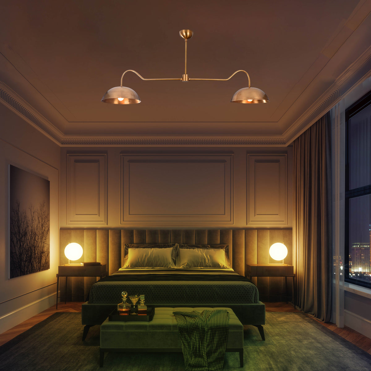 Paris Discus - Brass Chandelier - 2 Lights - 32342