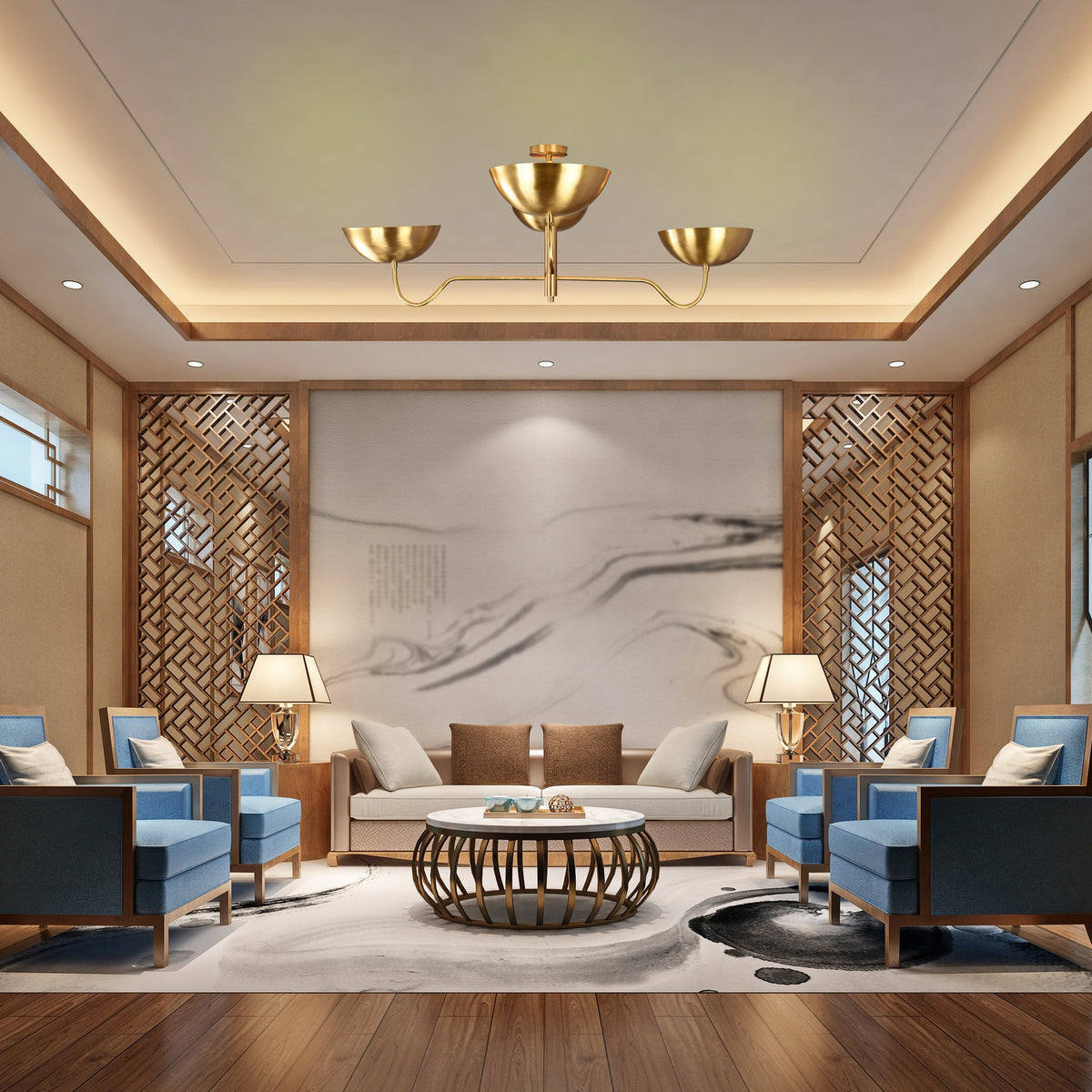 Cairo Ortbital  -  Uplifting Ceiling Chandelier - 4 Lights - 32359