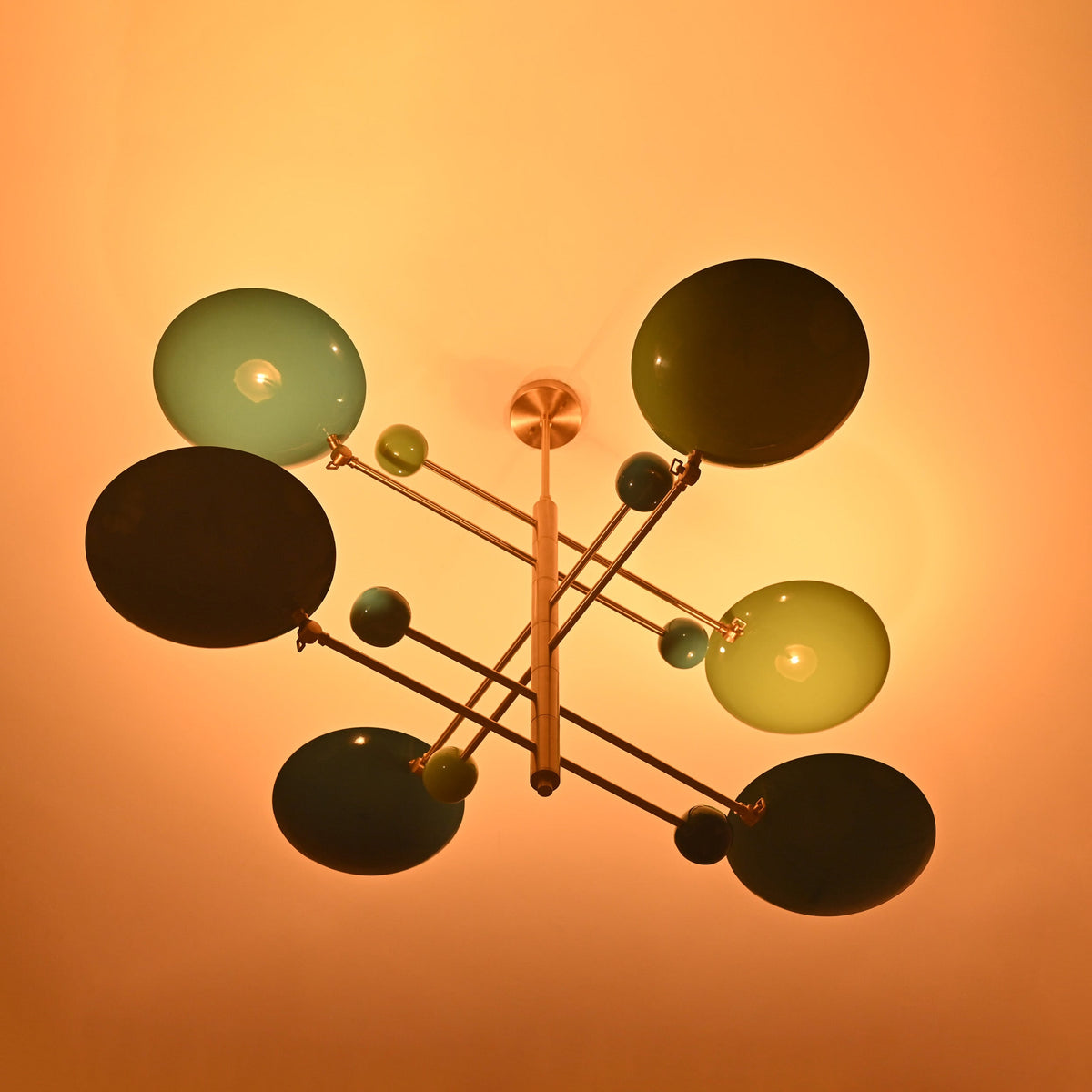 Lisbon Ortbital  -  Uplifting Brass Chandelier - 6 Lights - 32375