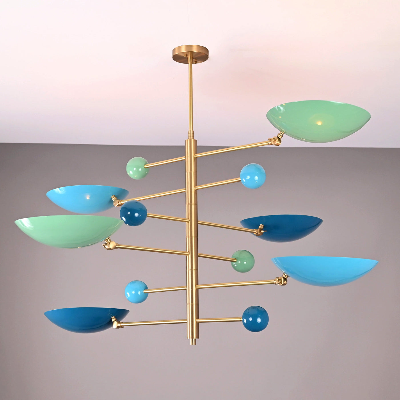 Lisbon Ortbital  -  Uplifting Brass Chandelier - 6 Lights - 32375