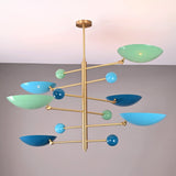 Lisbon Ortbital  -  Uplifting Brass Chandelier - 6 Lights - 32375