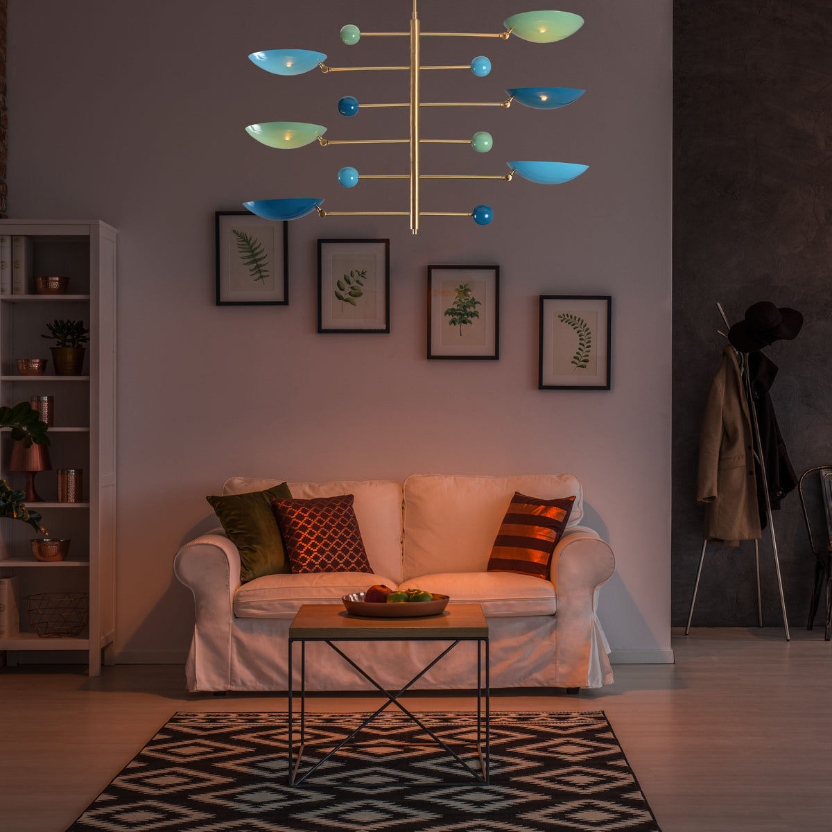 Lisbon Ortbital  -  Uplifting Brass Chandelier - 6 Lights - 32375