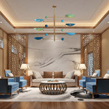 Lisbon Ortbital  -  Uplifting Brass Chandelier - 6 Lights - 32375