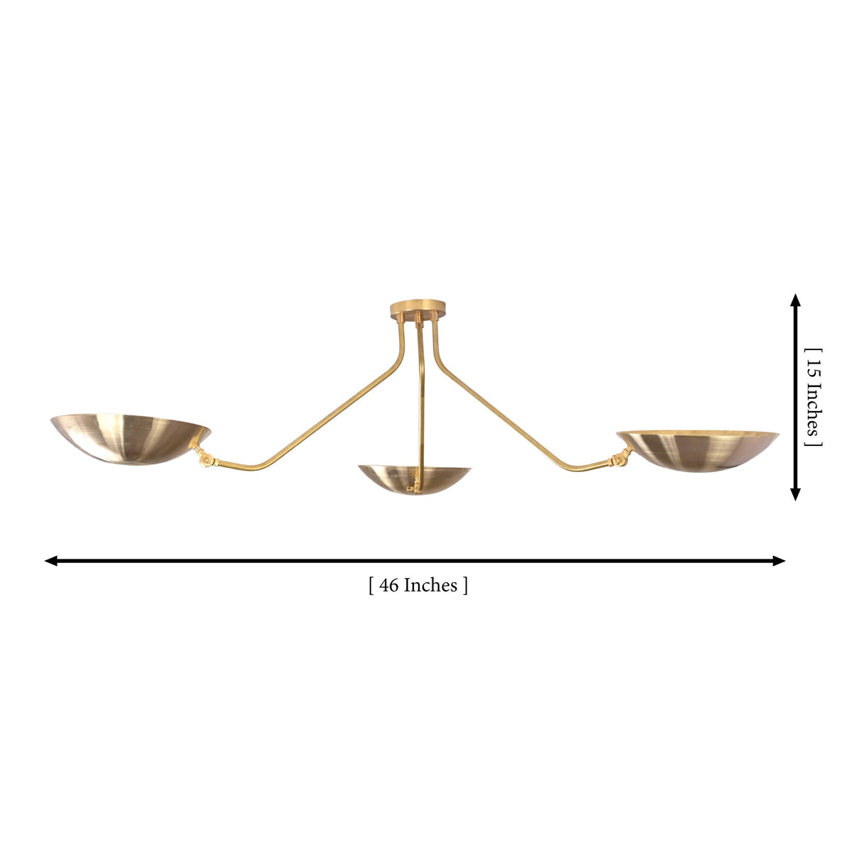 Verona Dish Trio Chandelier dimension image showing 46 inch width and 15 inch overall height.