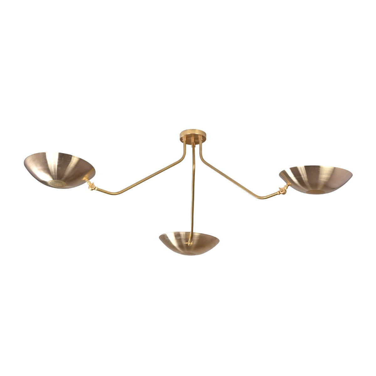 Verona Dish Trio Chandelier front product view featuring three open bowl shades and balanced curved arms.
