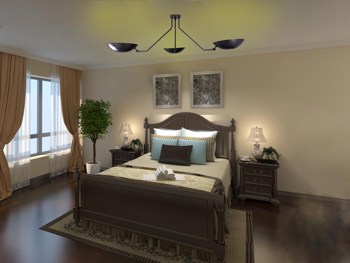 Havana Discus  - Flush Mount Uplifting Brass Chandelier - 3 Lights - 32385