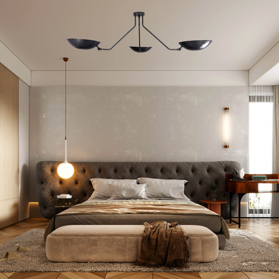 Havana Discus  - Flush Mount Uplifting Brass Chandelier - 3 Lights - 32385