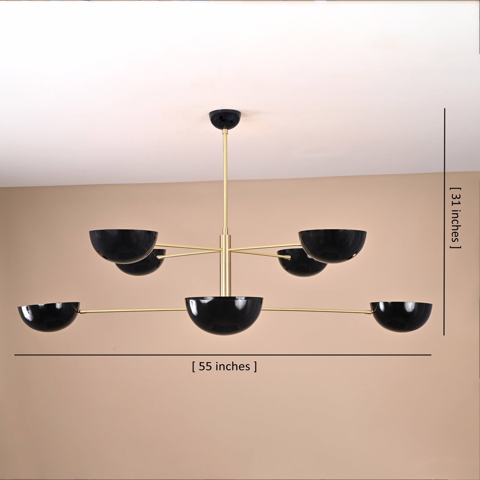 Size guide for Cairo Discus  -  Uplifting Mid-century Chandelier - 8 Lights - 32443