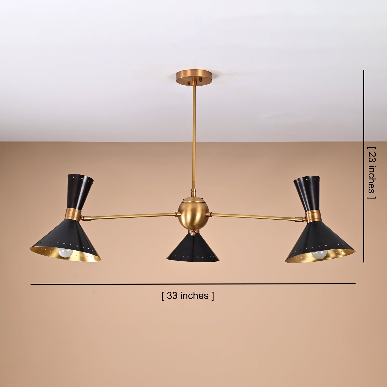 Size guide for Athens Pivot - Diabolo Ceiling Chandelier - 6 Lights - 32445