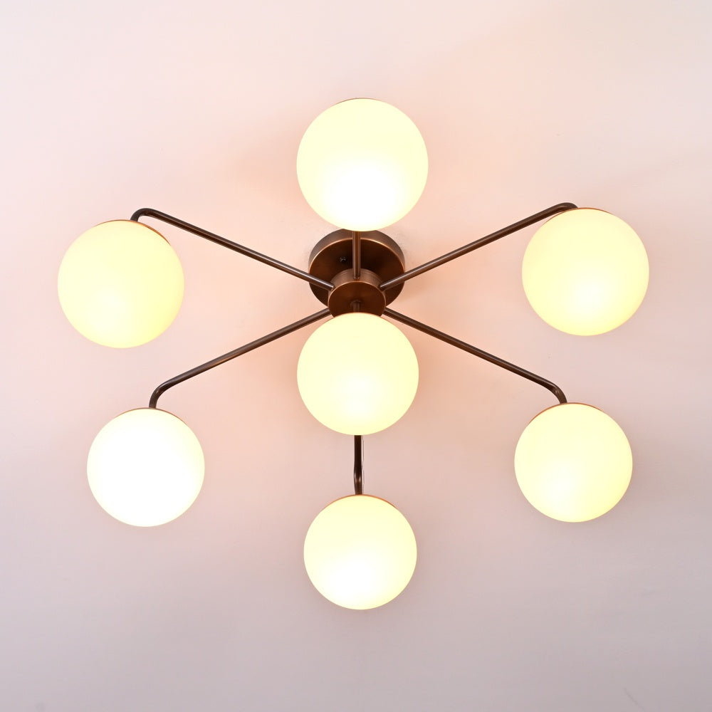 Berlin Halo - Flush Mount Brass Chandelier - 7 Lights - 32467