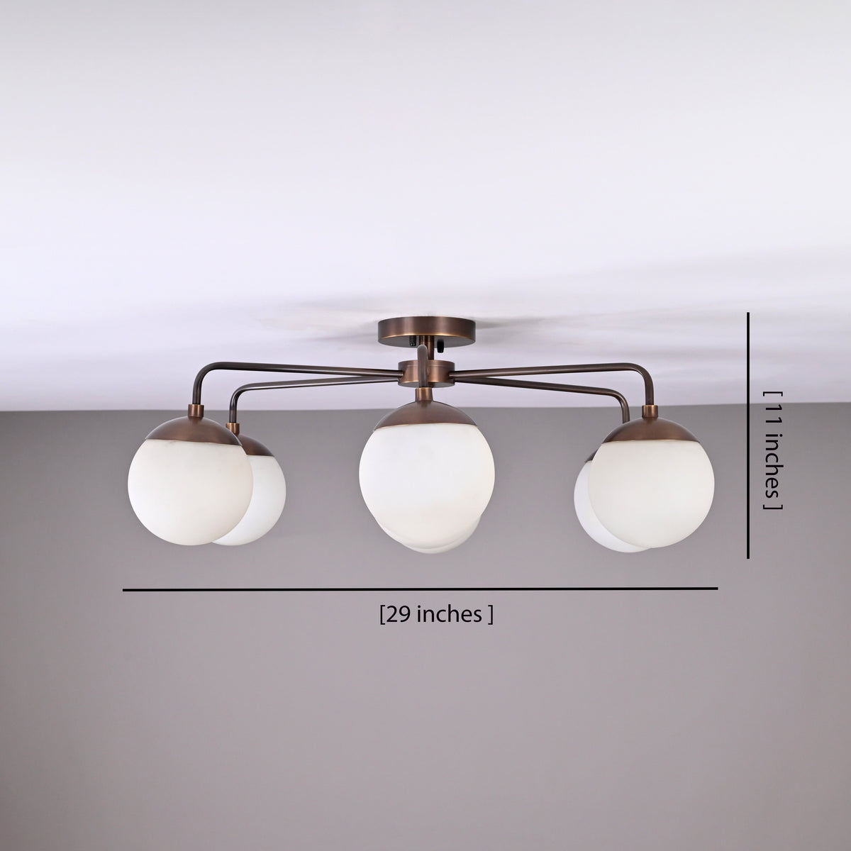 Berlin Halo - Flush Mount Brass Chandelier - 7 Lights - 32467