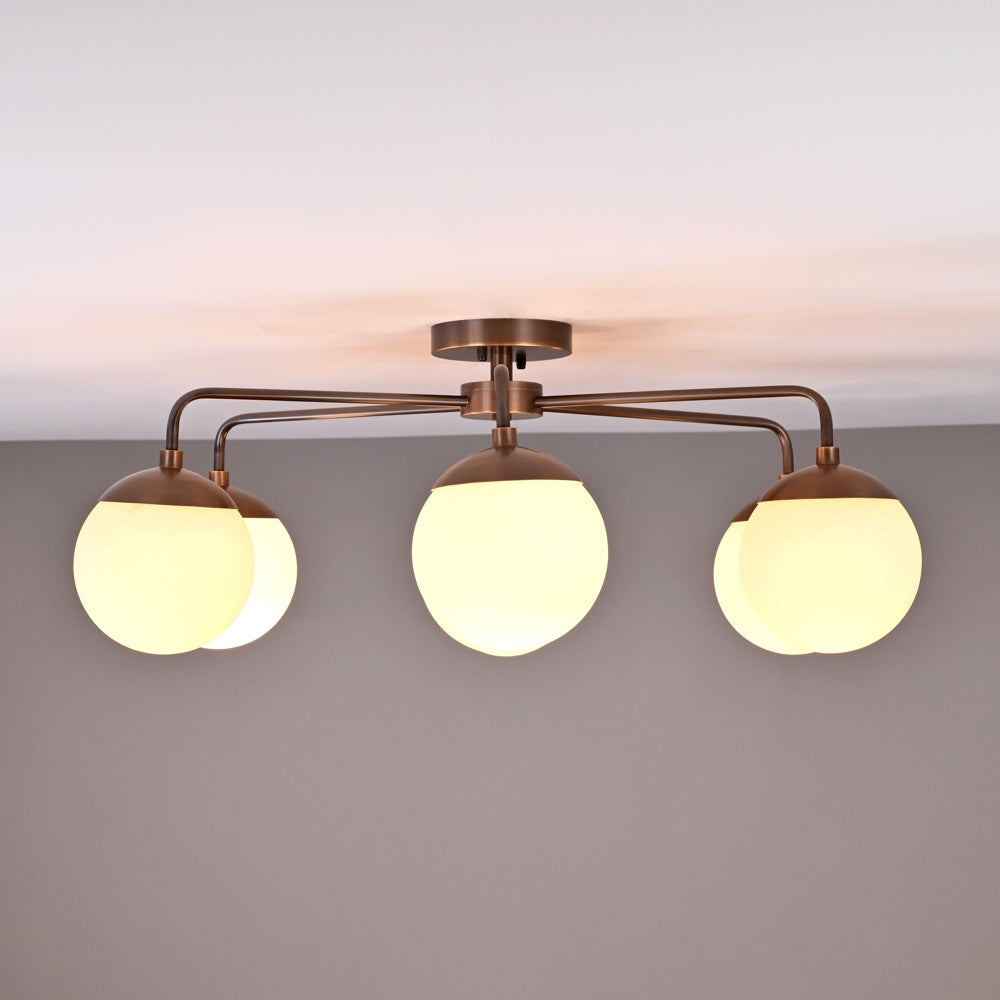 Berlin Halo - Flush Mount Brass Chandelier - 7 Lights - 32467