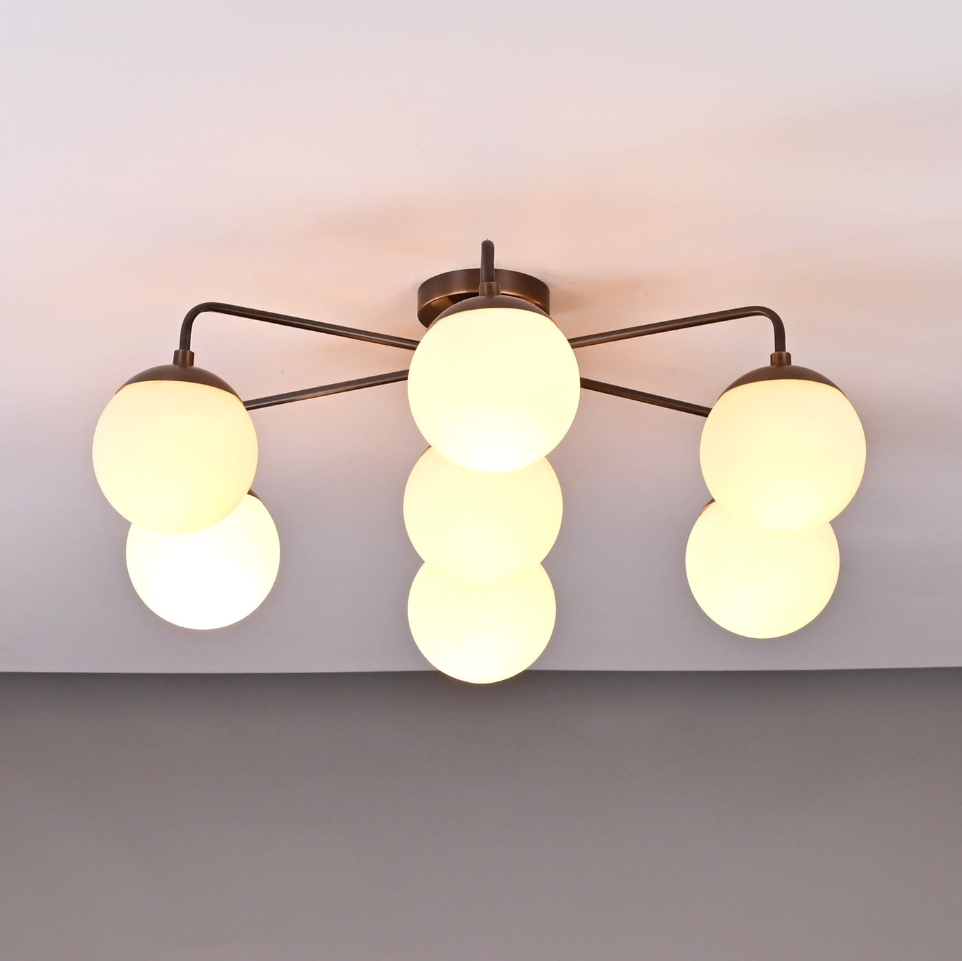 Berlin Halo - Flush Mount Brass Chandelier - 7 Lights - 32467