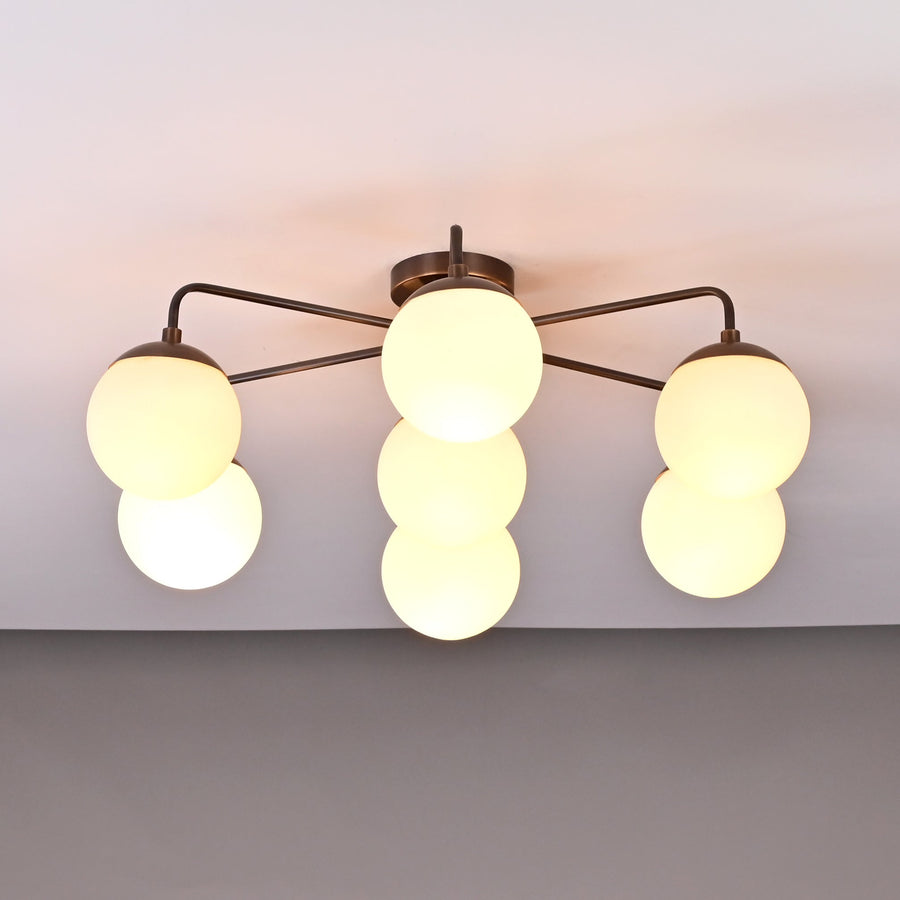 Berlin Halo - Flush Mount Brass Chandelier - 7 Lights - 32467