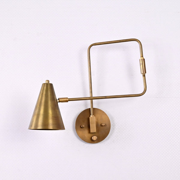 Modern Industrial Wall Sconce with Pivot Arm and Adjustable Light | Customizable Geometric Fixture - 32594