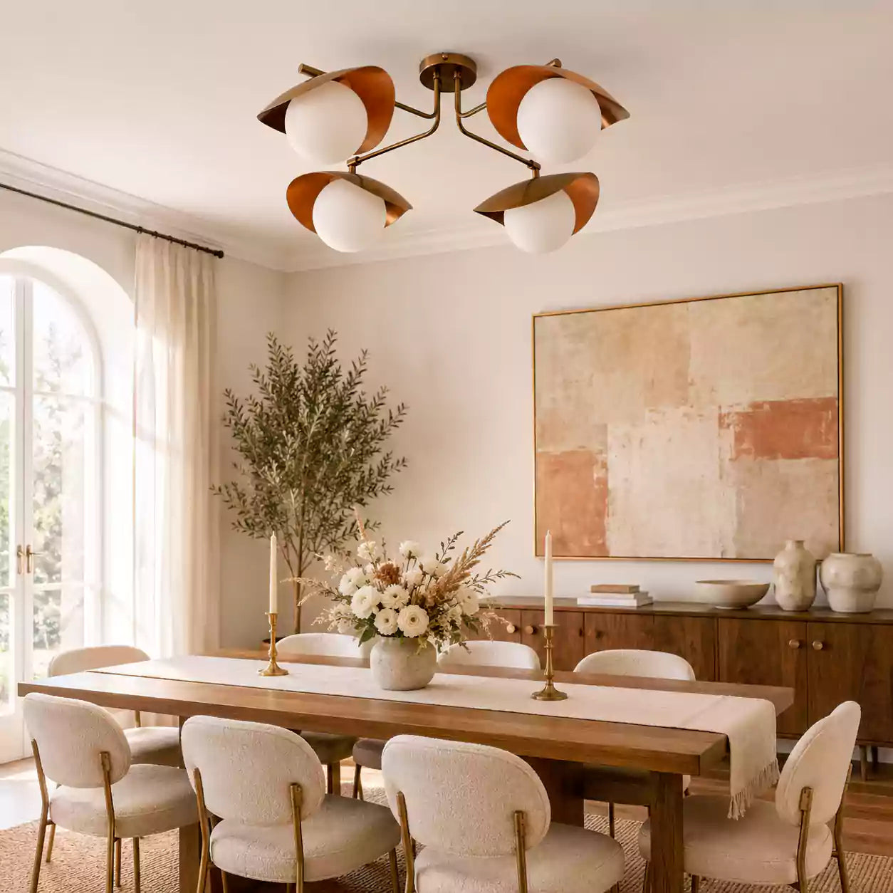 Kyoto Halo - Flush Mount Brass Chandelier - 4 Lights - 33112