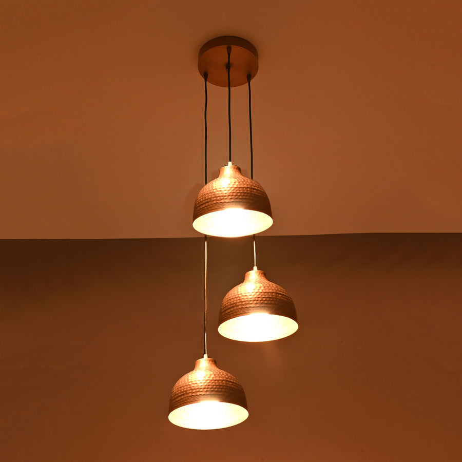 Siena Cascade – Hammered Copper Pendant Chandelier – 3-Light – 16" x 48" – 33221