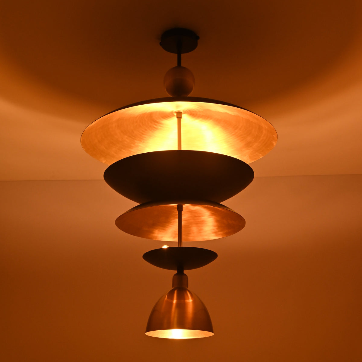 Athens Discus  -  Mid-Century Tiered Disc Chandelier - 9 Lights - 33245