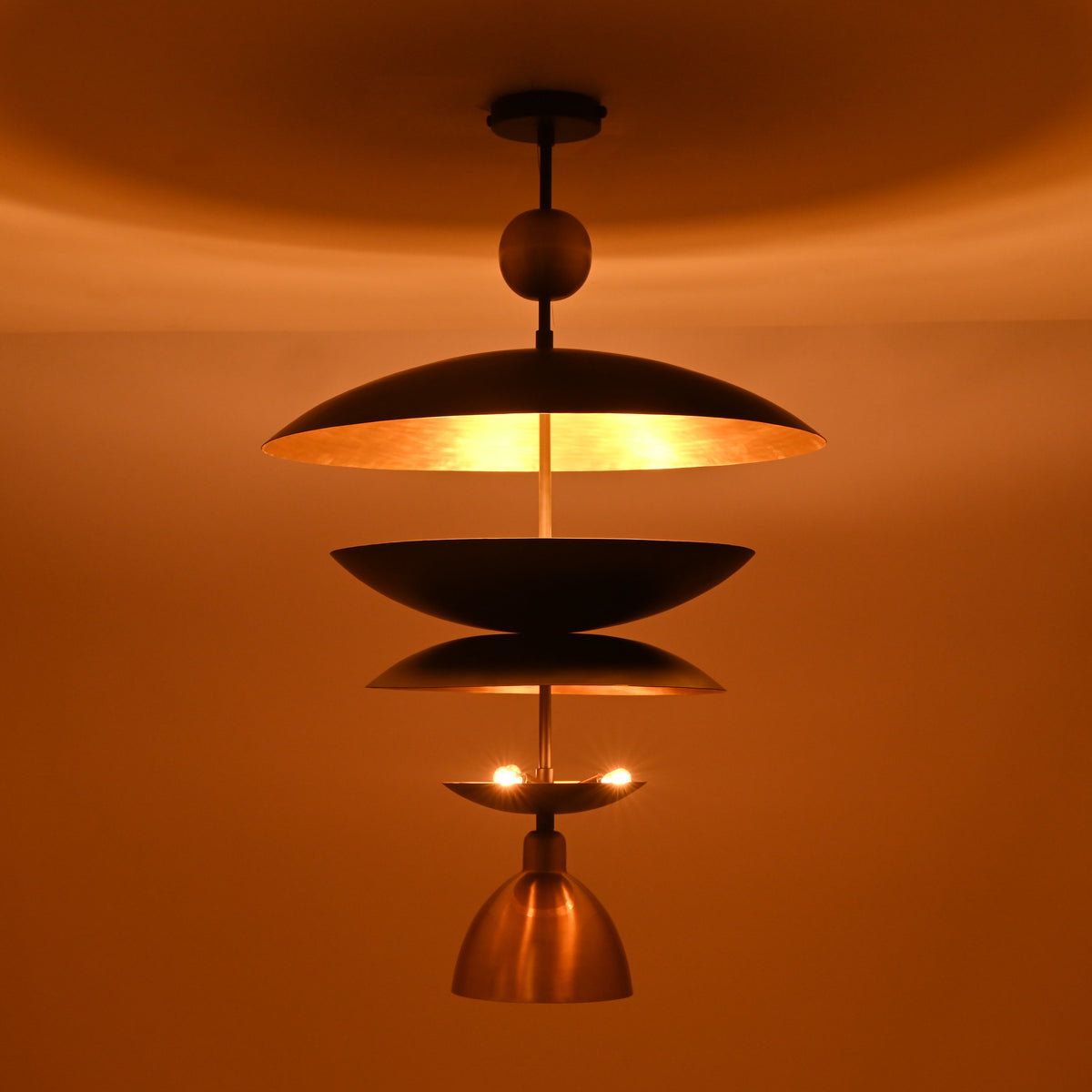 Athens Discus  -  Mid-Century Tiered Disc Chandelier - 9 Lights - 33245