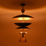 Athens Discus  -  Mid-Century Tiered Disc Chandelier - 9 Lights - 33245