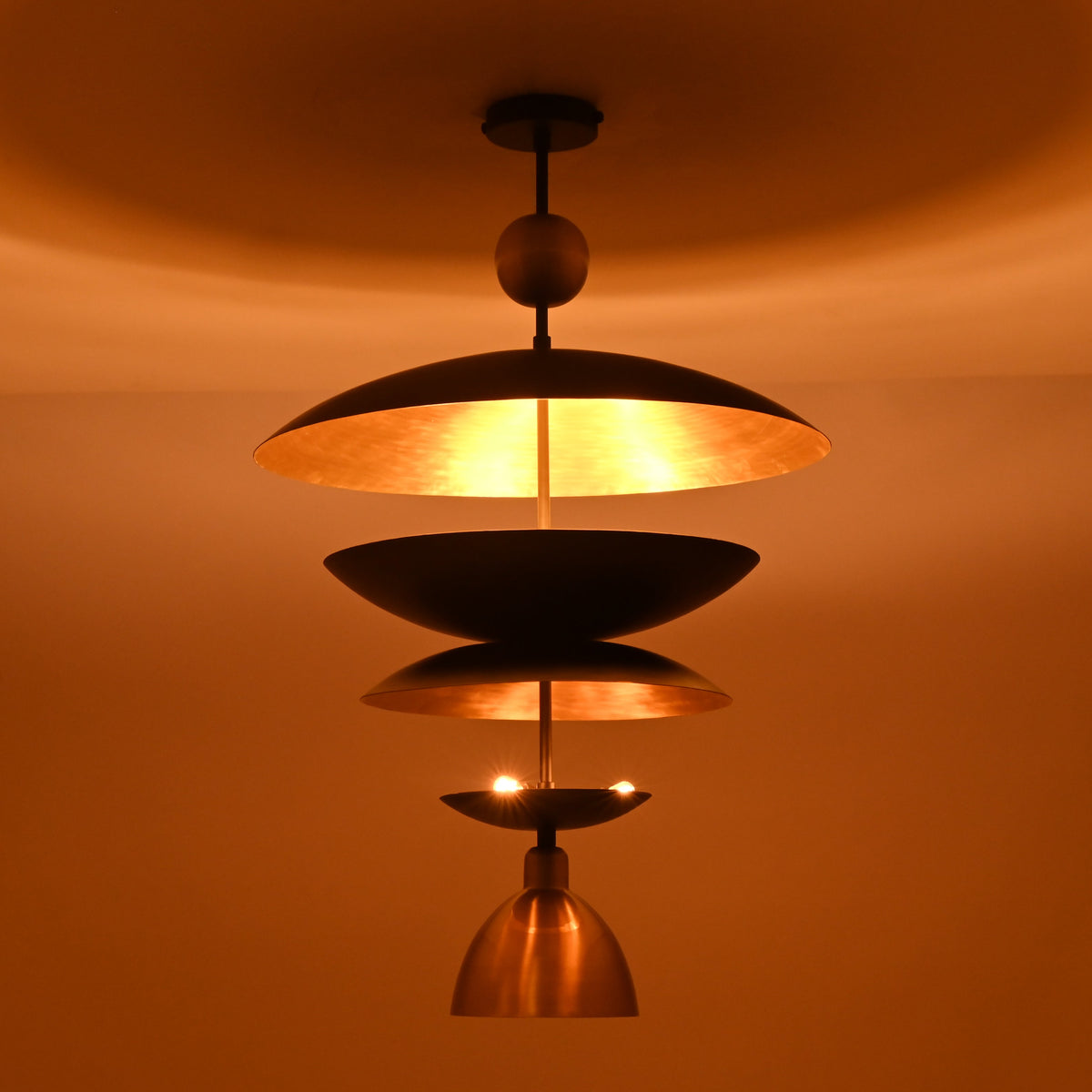 Athens Discus  -  Mid-Century Tiered Disc Chandelier - 9 Lights - 33245