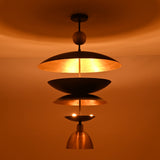 Athens Discus  -  Mid-Century Tiered Disc Chandelier - 9 Lights - 33245