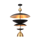 Athens Discus  -  Mid-Century Tiered Disc Chandelier - 9 Lights - 33245