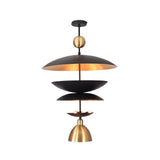 Athens Discus  -  Mid-Century Tiered Disc Chandelier - 9 Lights - 33245