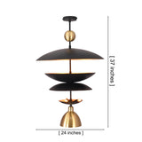 Athens Discus  -  Mid-Century Tiered Disc Chandelier - 9 Lights - 33245