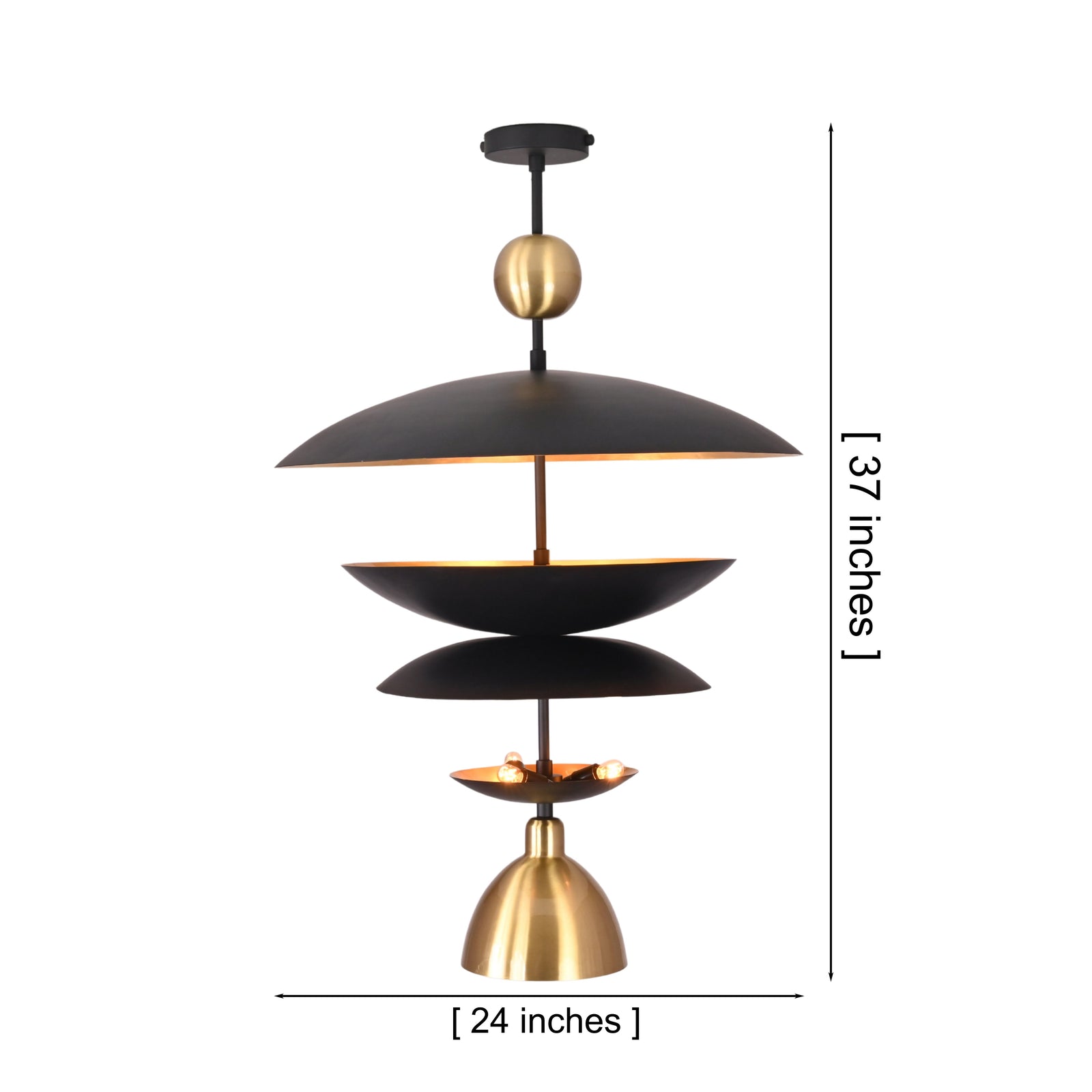 Size guide for Athens Discus  -  Mid-Century Tiered Disc Chandelier - 9 Lights - 33245