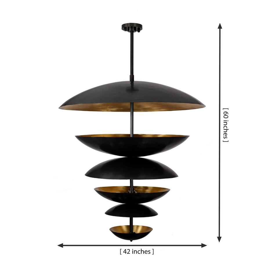 Berlin Cascade  -  Large 42" Uplifting Pendant Chandelier - 14 Lights - 33246