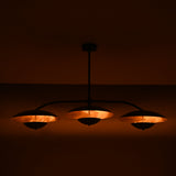 Astra Halo 3 Light Black Chandelier with Warm Reflective Shades 33276