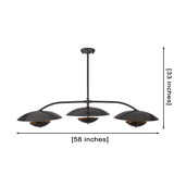 Astra Halo 3 Light Black Chandelier with Warm Reflective Shades 33276