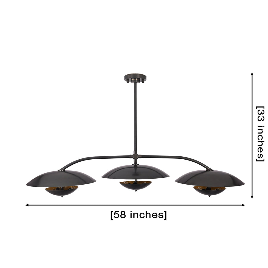 Astra Halo 9 Light Black Chandelier with Warm Reflective Shades 33276