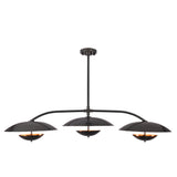 Astra Halo 3 Light Black Chandelier with Warm Reflective Shades 33276