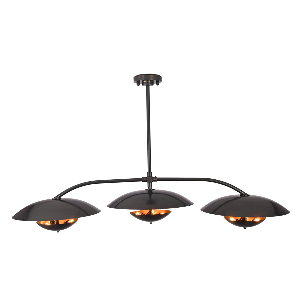 Astra Halo 3 Light Black Chandelier with Warm Reflective Shades 33276