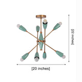 Mint Green 8-Light Sputnik Chandelier – Solid Brass Semi Flush Ceiling Light - Model 33293