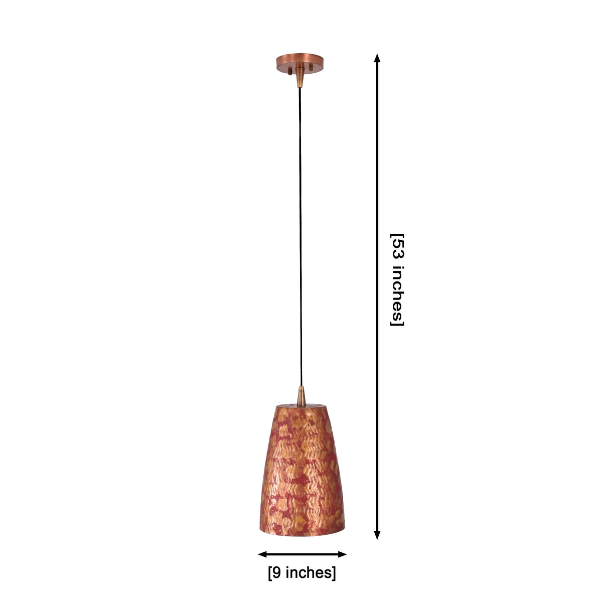 Red Copper Patterned Pendant Lamp – Kitchen Island Dining Ceiling Light – Model 33304