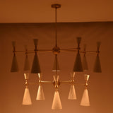 Celeste 12-Light Two-Tier Cone Chandelier – White Enamel & Brushed Brass – Model 33382