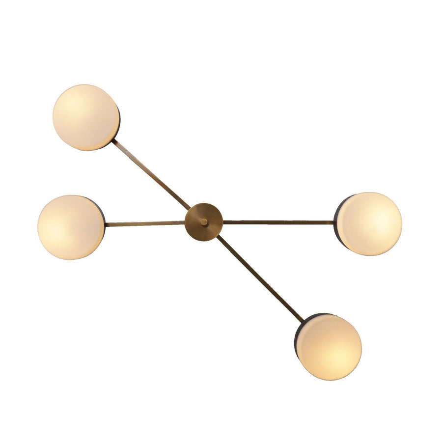 4-Light Modern Brass Flushmount Ceiling Light | Minimalist Round Disc Chandelier by Brass Leaf Studio